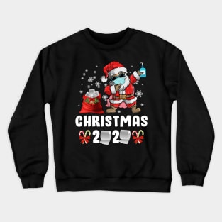 Dabbing Santa's claus mask quarantine Christmas 2020 candy cane quarantine Crewneck Sweatshirt